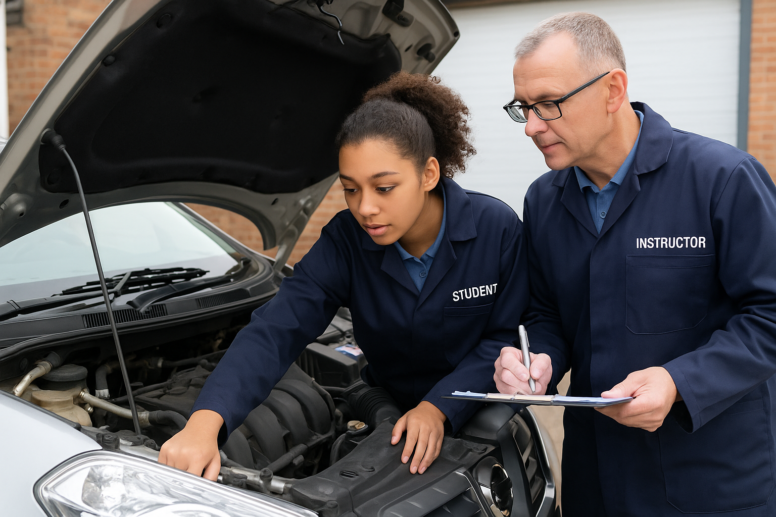 CDL training timeline – student performing pre-trip inspection at High Impact Truck Driving Academy